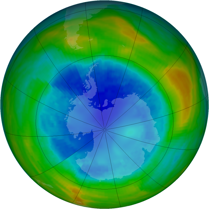 Antarctic ozone map for 31 August 1987